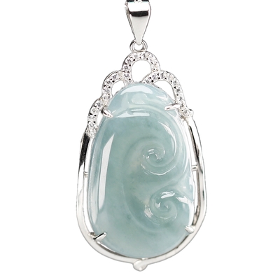 漢石齋】天然A貨冰種藍水翡翠如意玉佩吊墜(18*33*6mm) | 漢石齋| Yahoo