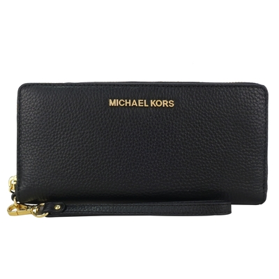 MICHAEL KORS JET SET荔枝紋手掛式拉鍊長夾-黑