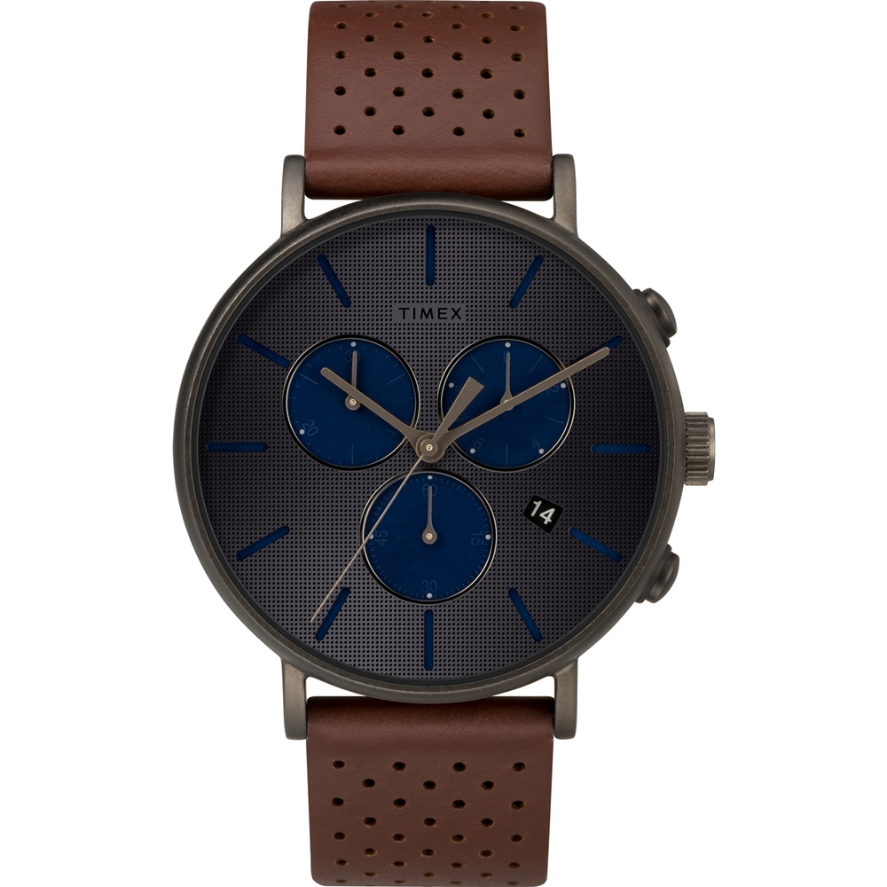 TIMEX 天美時 Fairfield Chrono系列 三眼計時手表-灰x咖啡-41mm