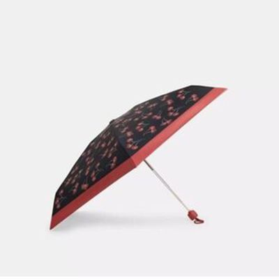 COACH 櫻桃圖騰輕量雨陽傘CDF36(黑櫻桃)