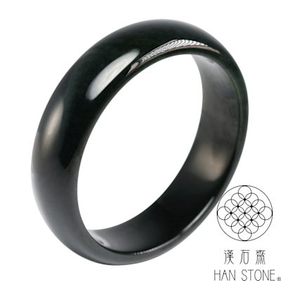 漢石齋】天然和田玉手鐲玉鐲黑青玉(手圍19.8/版寬18.7mm) | 漢石齋