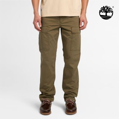 Timberland官方旗艦 中性軍綠色直筒工裝長褲|0YH7ZA58