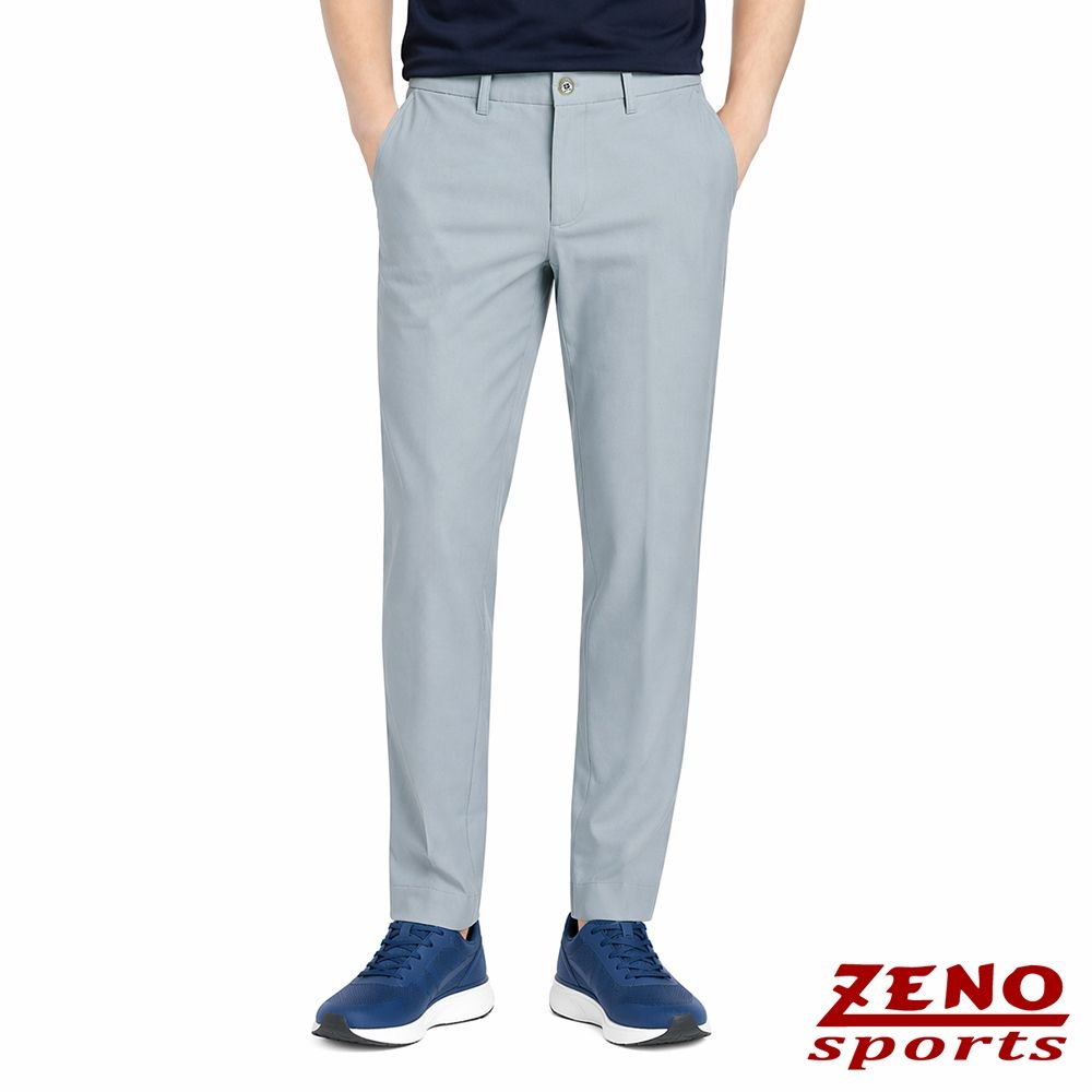 ZENO 萊賽爾涼爽棉 吸濕透氣 舒適彈性布料 男款平口休閒長褲 鉑砂紋多色任選 (霧隱灰)