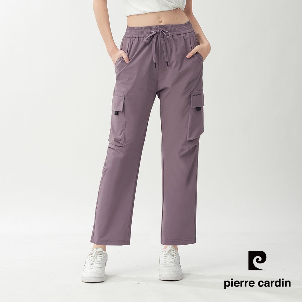 pierre cardin 皮爾卡登 網路獨家 男女款 快乾透氣輕量機能工裝長褲/寬褲(多色任選) (女款-紫色)