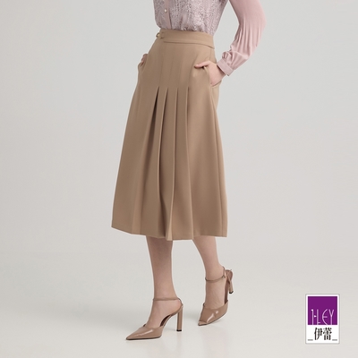 ILEY伊蕾 都會壓摺造型長裙(卡其；M-XL)
