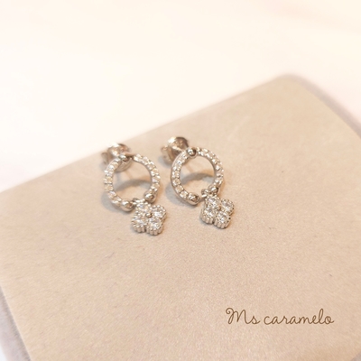【焦糖小姐 Ms caramelo】925純銀 典雅圈圈鋯石耳環
