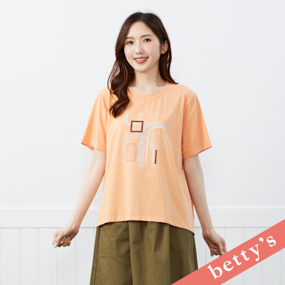 betty’s貝蒂思　幾何印花圓領短袖T-shirt(橘色)