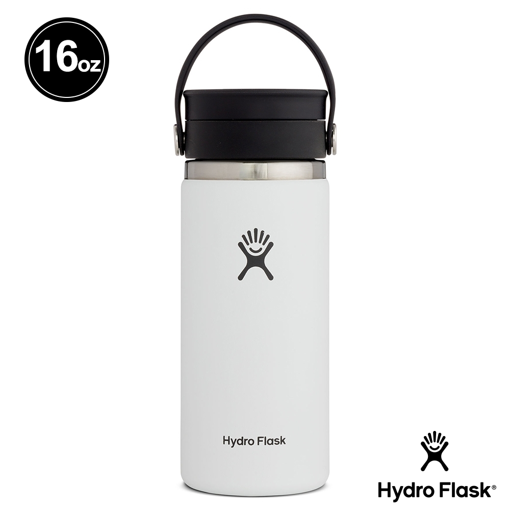 Hydro Flask 官方旗艦 16oz/473ml 寬口旋轉咖啡蓋保溫瓶 經典白