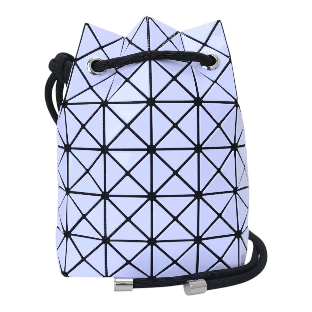 ISSEY MIYAKE  BAOBAO 皮質幾何方格可拉束肩斜背包(薰衣紫)亮面