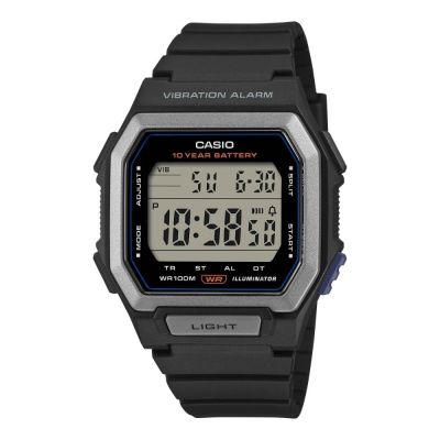 CASIO 卡西歐 CASIO卡西歐 十年電力 大螢幕 方形震動電子錶 W-738H-1A