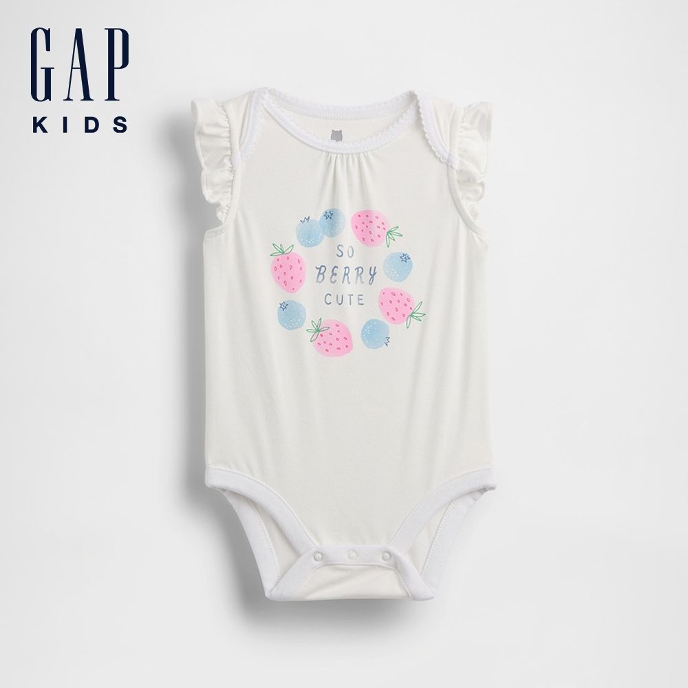 【GAP】嬰兒First Favorites圖案包屁衣-黑莓色(883270) (黑莓色)