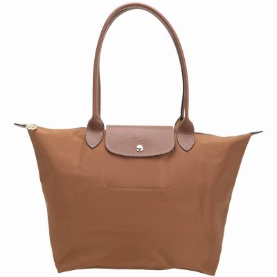 LONGCHAMP Le pliage 原創系列 長提把摺疊水餃包(L/白蘭地酒色)
