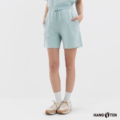 Hang Ten-女裝-毛圈布抽繩短褲-灰綠