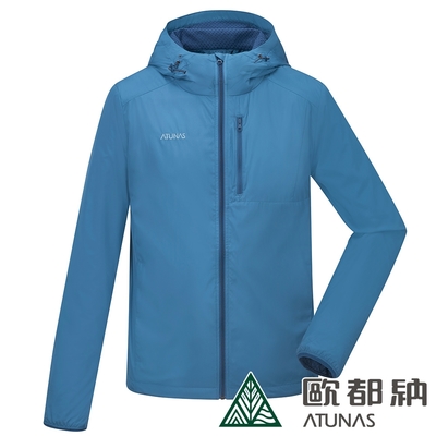 【ATUNAS 歐都納】男款石墨烯微暖輕量連帽外套A1GA2315M靛藍/抗靜電/防潑水/休閒旅遊/換季穿搭/大尺碼