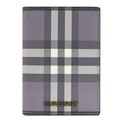 BURBERRY 經典英倫格紋印花對開隨身卡夾/名片夾(灰-全新福利品)