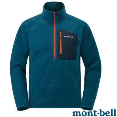 【mont-bell】男 CP100 PULLOVER 舒適輕量保暖刷毛上衣.排汗休閒衫/ 1106593 BLBK 藍黑