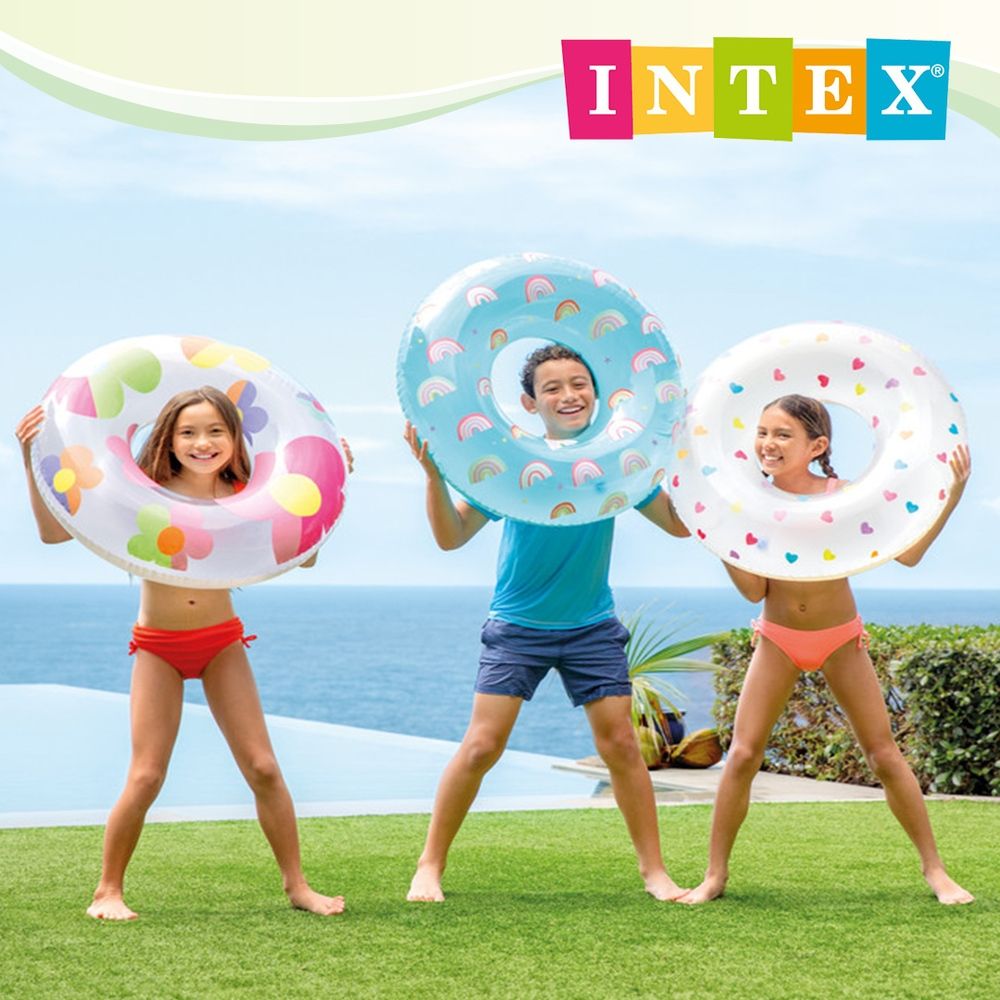 INTEX 魔法造型泳圈 愛心/花朵/彩虹-直徑81cm 適8歲+ (59259)