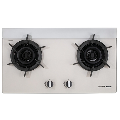 SAKURA櫻花牌 (全省安裝)櫻花雙口崁入檯面爐奶油杏玻璃小面板G2922BG瓦斯爐NG1天然氣G-2922BGCN