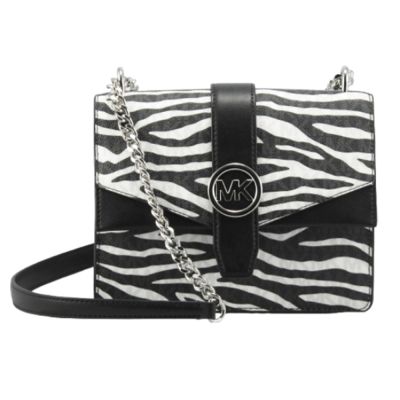 Michael Kors  GREENWICH金屬鍊帶上掀肩背/斜背/兩用包35S5SGRC1V(黑白)