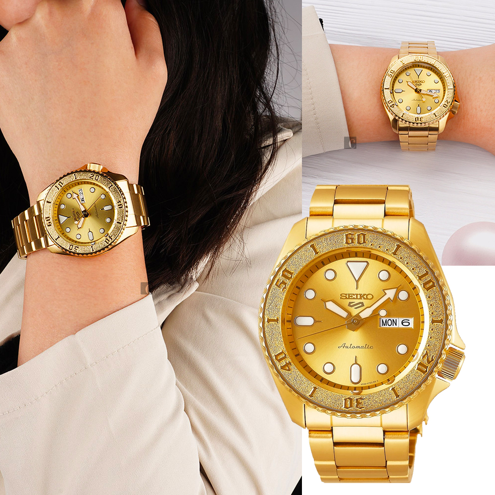 SEIKO 精工5 Sports 金沙特別版機械錶(SRPE74K1/4R36-08E0G