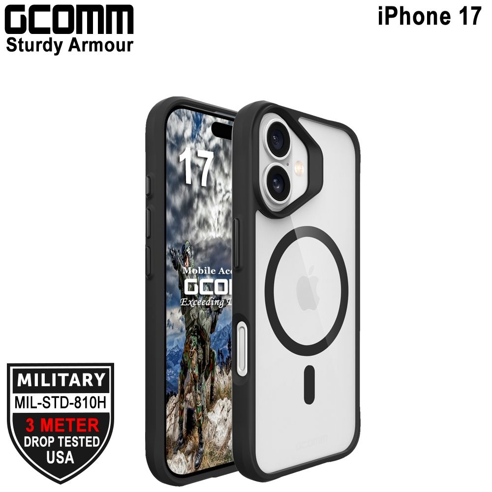 GCOMM iPhone 17 3米軍規磁吸防摔殼 Sturdy Armour MagSafe 硬石黑