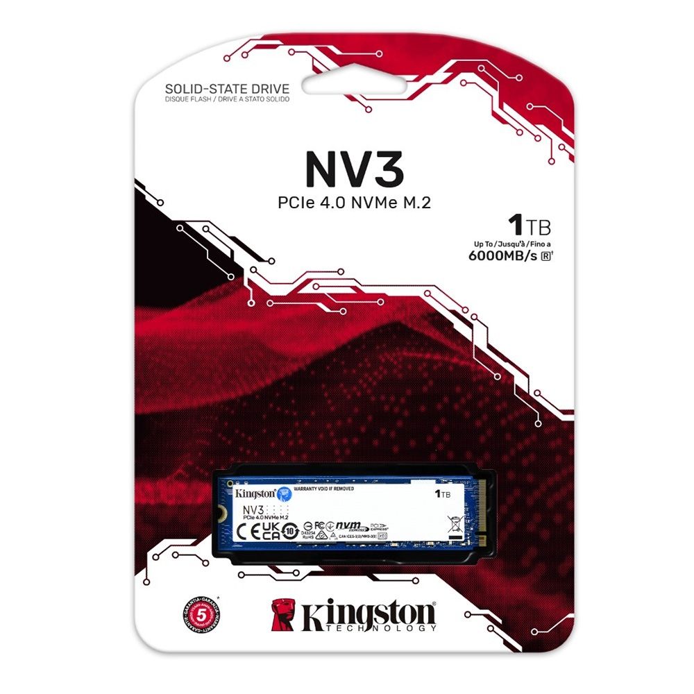 金士頓KINGSTON NV3 1TB Gen4 PCIe SSD 固態硬碟(SNV3S/1000G