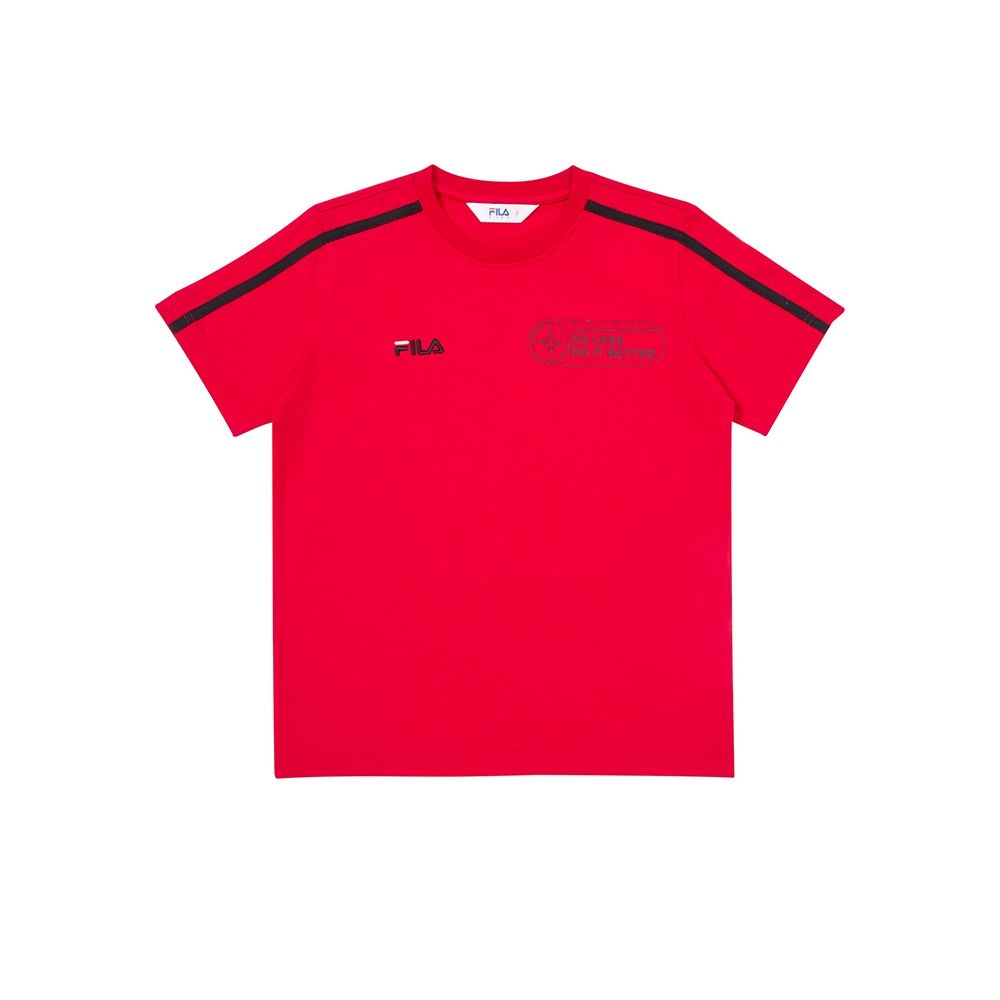 FILA KIDS 童短袖圓領T恤-紅色 1TEZ-8426-RD