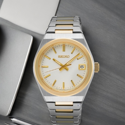 SEIKO 精工 CS系列 簡約 指針錶 手錶 藍寶石鏡面-34mm雙色 (SUR578P1/6N42-00N0KS) SK043