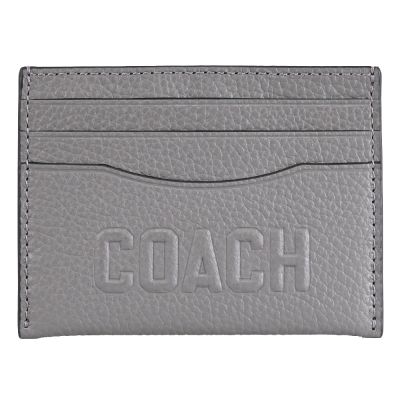 COACH 品牌立體LOGO荔枝紋皮革卡夾(灰)
