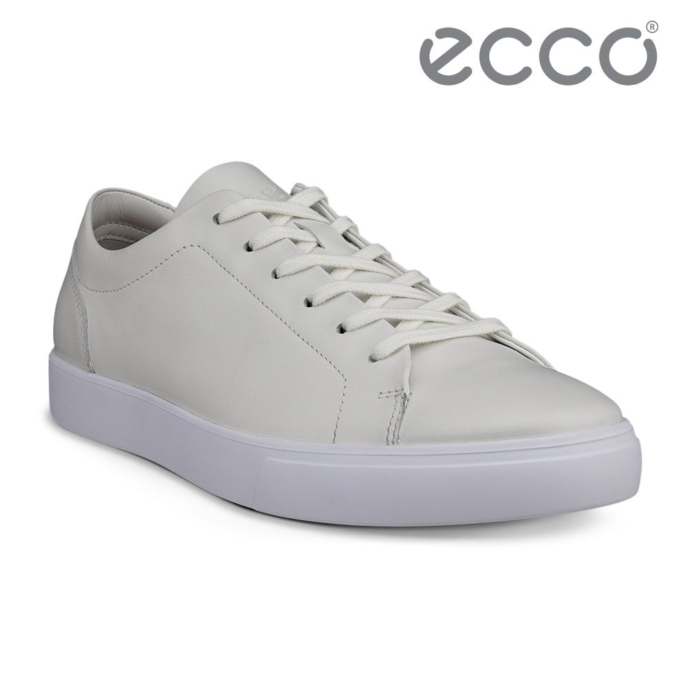 ECCO SOFT 10 M 柔酷簡約經典絨面皮革休閒鞋 男鞋 白色