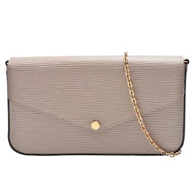 LOUIS VUITTON路易威登 LV M68758經典Félicie Pochette系列EPI皮革斜背包(灰棕色)