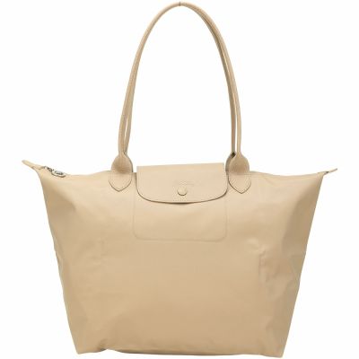 LONGCHAMP Le pliage One 大型 長提把肩背摺疊純色水餃包(L/米色)