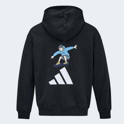 Adidas 愛迪達 Gfx Sports Hood KC2876 男 連帽上衣 帽t 連帽長袖 黑 白 亞版