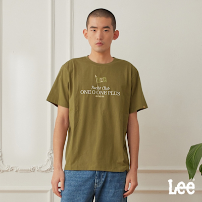 Lee 男款 舒適版型 LEE旗幟繡花短袖圓領TEE 兩色