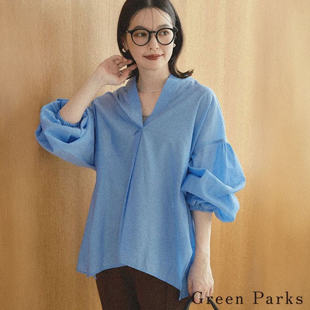 〔Green Parks〕透氣時尚寬鬆船領襯衫