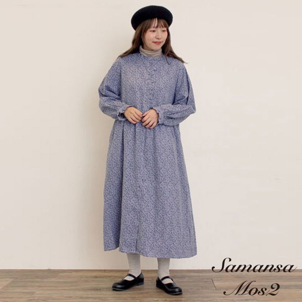 〚Samansa Mos2〛【Cross×Linen】甜美荷葉邊糖果袖排釦連身洋裝