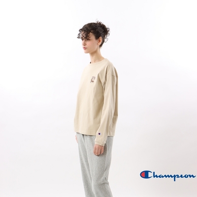 Champion Women刺繡地名長袖Tee(淺卡其色)