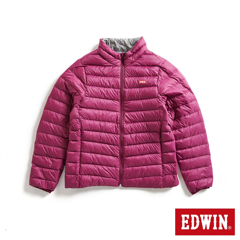 EDWIN 女裝 超輕量雙面穿羽絨外套-暗紫色