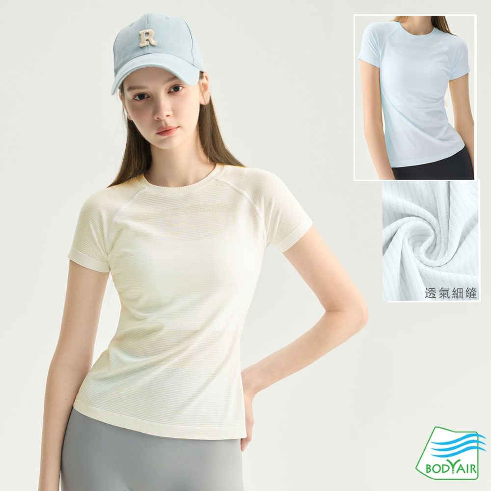 【BODYAIR】透氣小細縫落肩袖顯瘦上衣(瑜珈.慢跑.運動.健身.透氣.舞蹈.運動服) (S)
