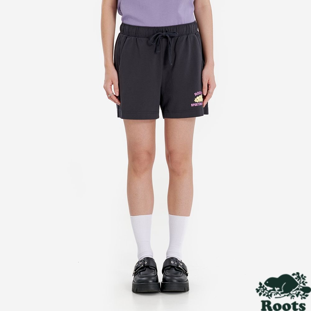 Roots 女裝 SPORTING GOODS 棉短褲（黑灰色）