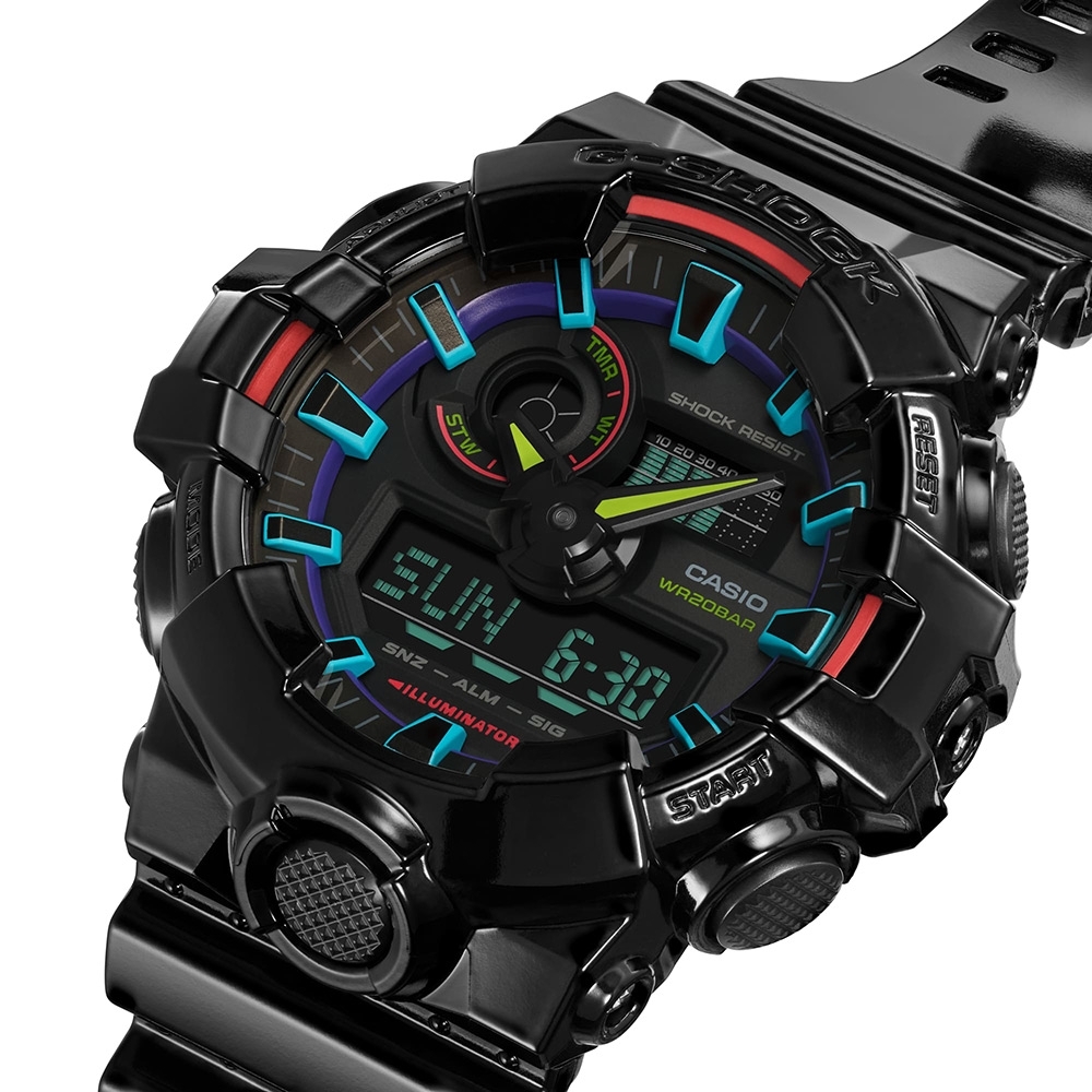 CASIO 卡西歐G-SHOCK AI 探索虛擬彩虹系列雙顯錶生日慶盛典送禮首選GA