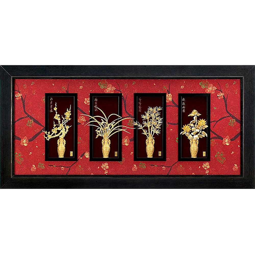 希少品 古美術 ランプ 梅蘭竹菊四面絵 年代物