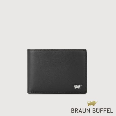 【BRAUN BUFFEL 德國小金牛】台灣總代理 彬達 6卡男夾-黑色/BF584-312-BK