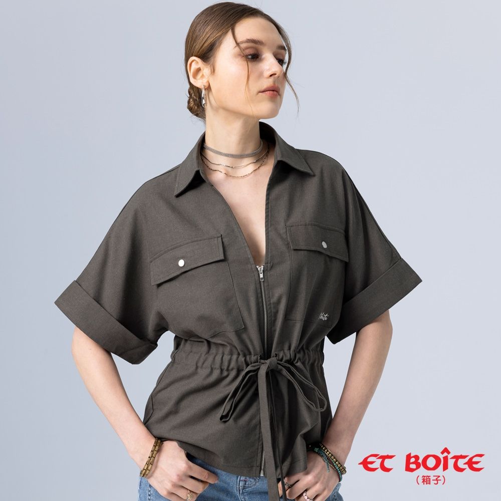 BLUE WAY ET BOiTE 箱子 – 棉麻兩穿式狩獵襯衫(墨綠)
