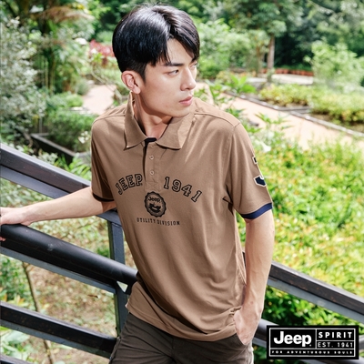 JEEP撞色衣袖純棉POLO衫