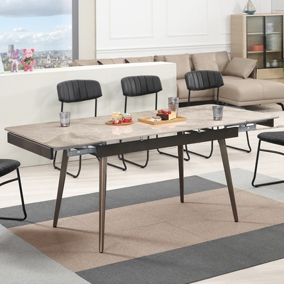 Boden-梅諾4尺工業風伸縮拉合巖板餐桌(寬120~180公分)-180x80x74cm