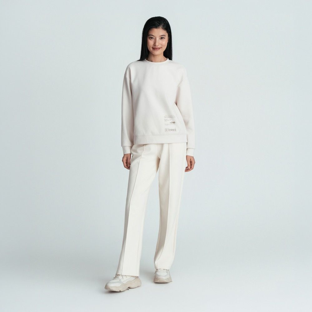 GIORDANO 女裝鬆緊腰空氣棉寬褲 Essential Future系列 (06 白沙卡其)