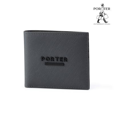 PORTER INTERNATIONAL - 細膩韌性DEFINE真皮雙折短夾 -沉靜灰