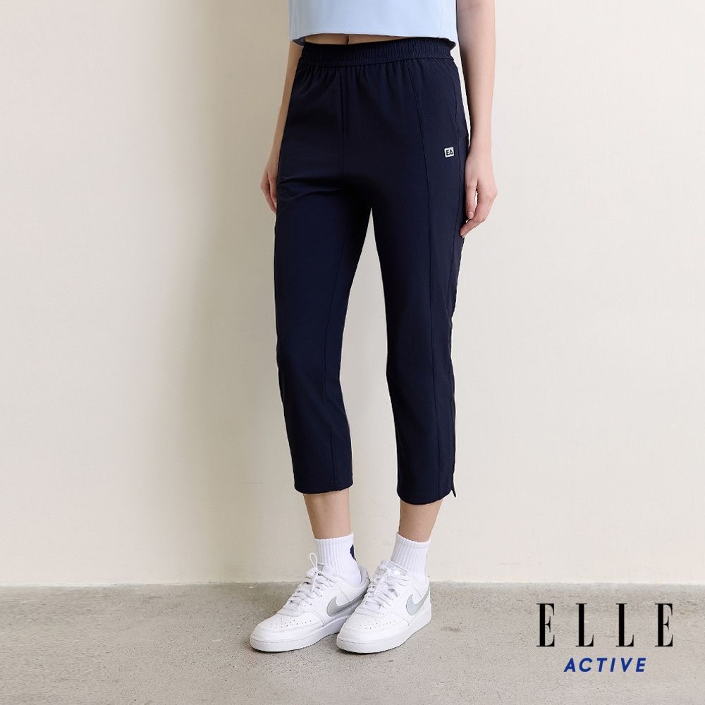 ELLE ACTIVE 女款 鬆緊腰頭修身直筒七分休閒褲-深藍色(EA26S1W3402#39)