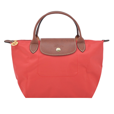 LONGCHAMP LE PLIAGE系列短把再生尼龍摺疊水餃包(小/番茄紅)